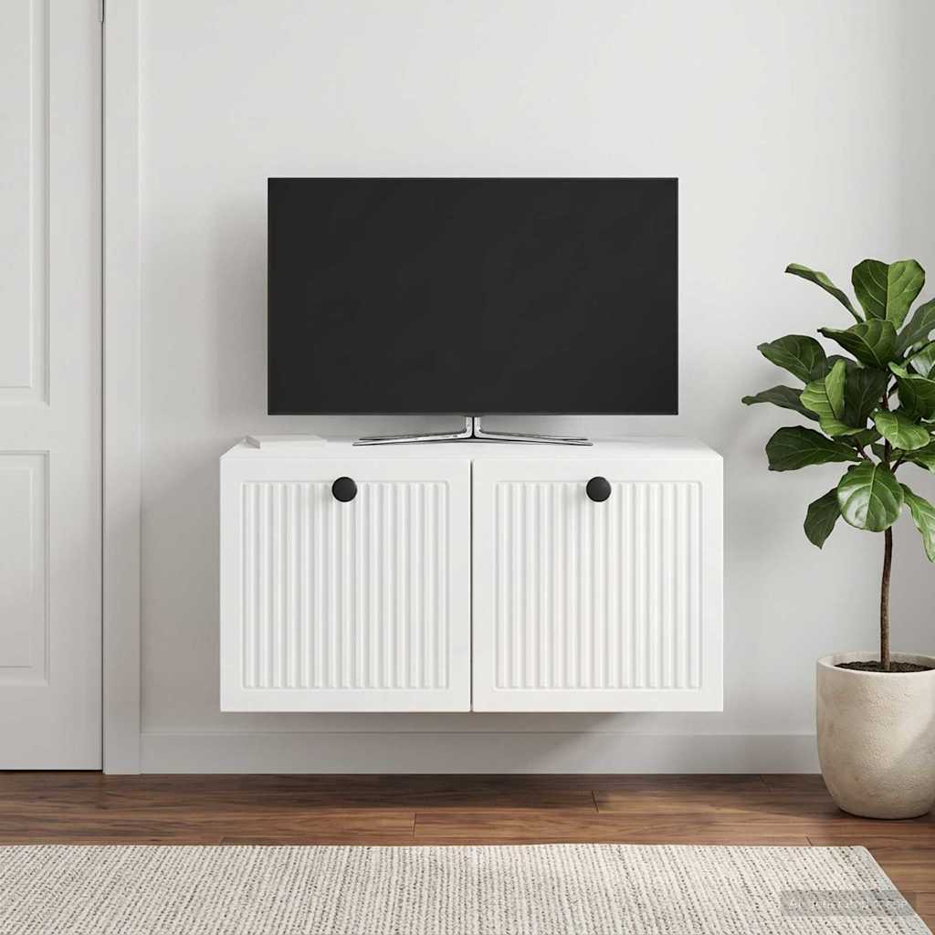 Wandmontierter TV-Schrank Hochglanz Weiß 59,5 x 41 x 30 cm