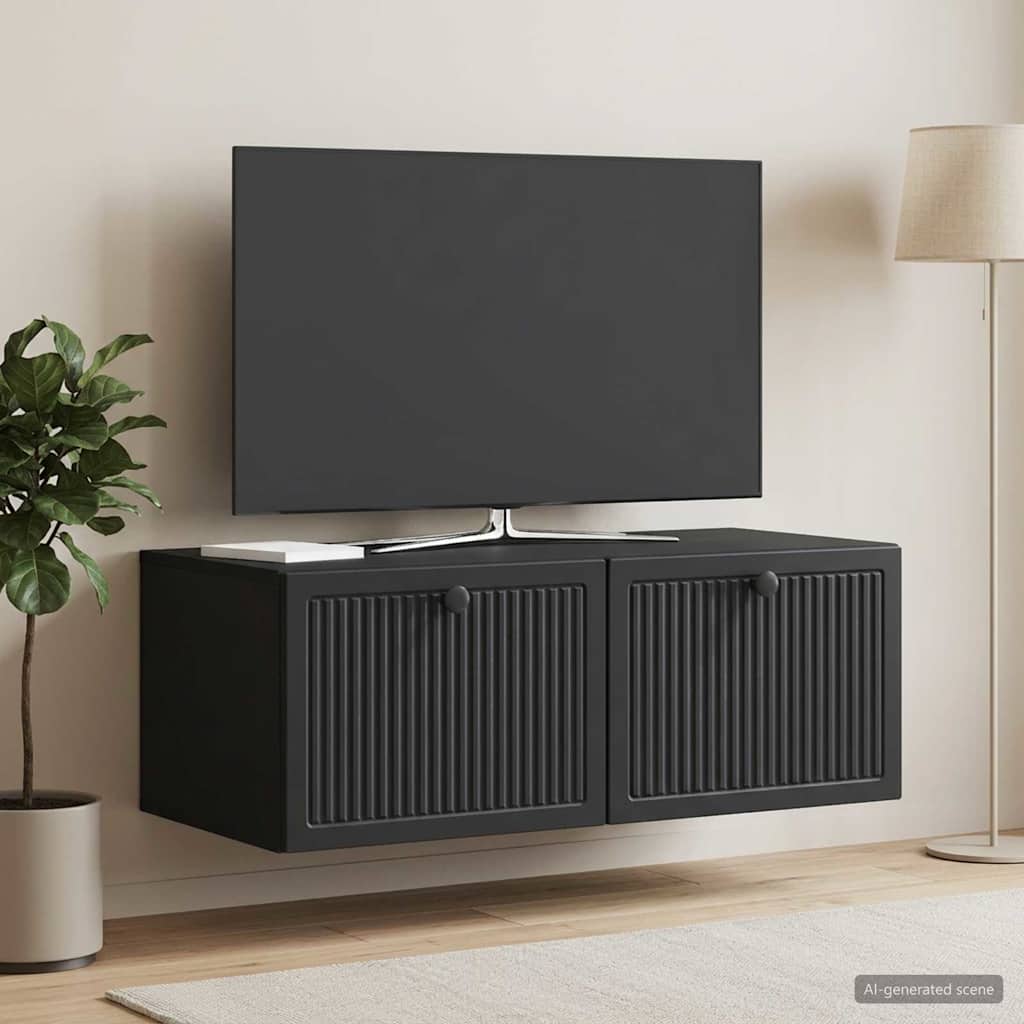 Wandmontierter TV-Schrank Schwarz 78,5 x 41 x 30 cm