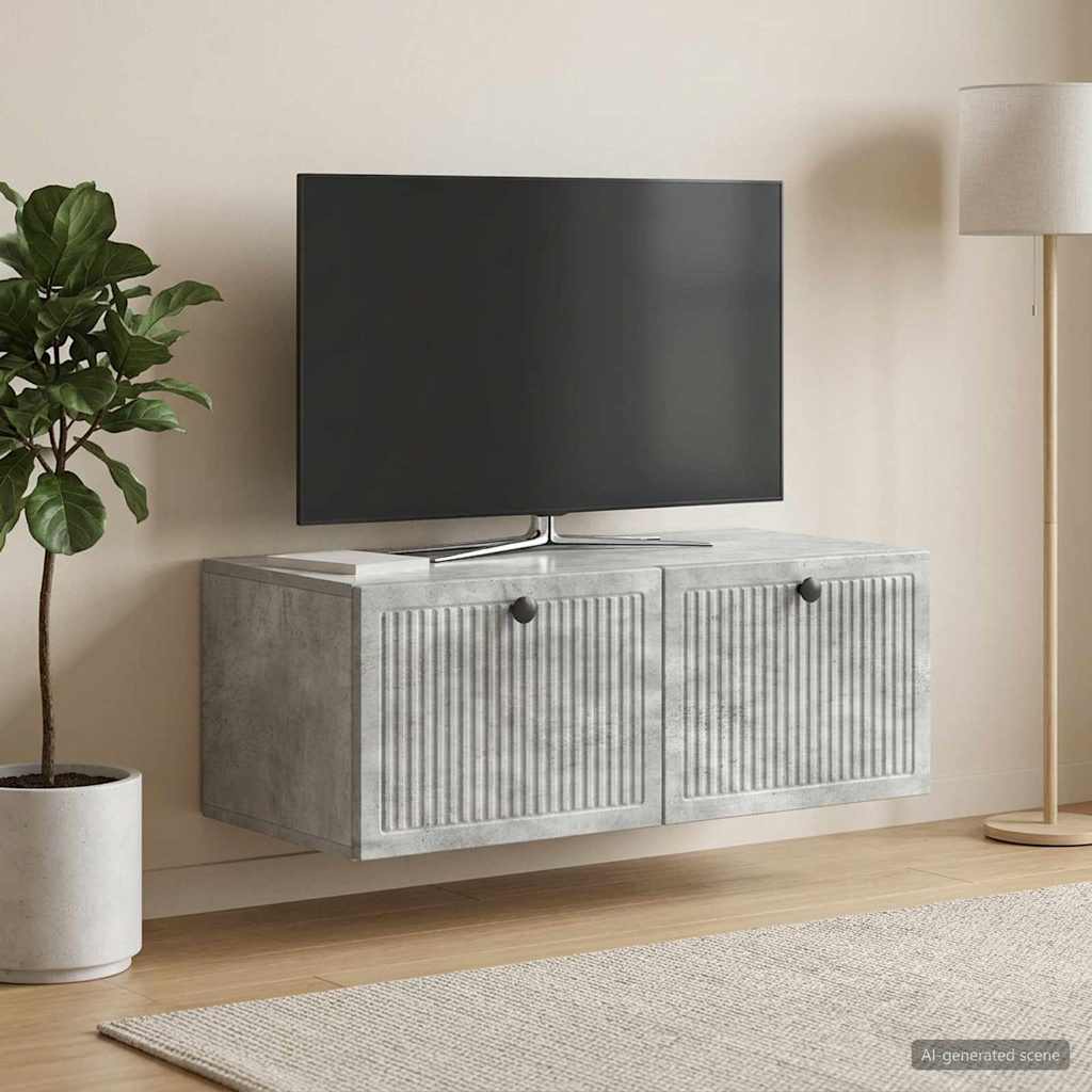 Wandmontierter TV-Schrank Betongrau 78,5 x 41 x 30 cm