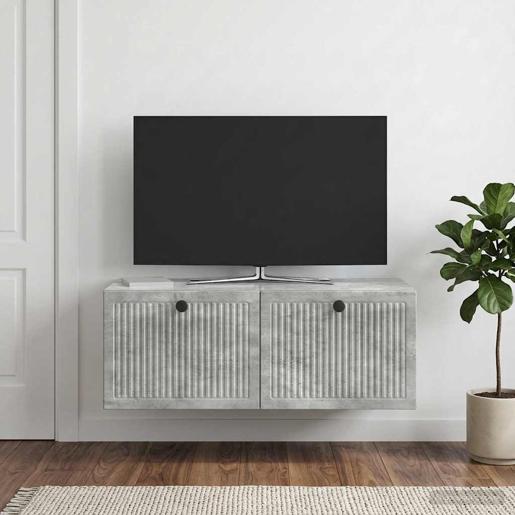 Wandmontierter TV-Schrank Betongrau 78,5 x 41 x 30 cm