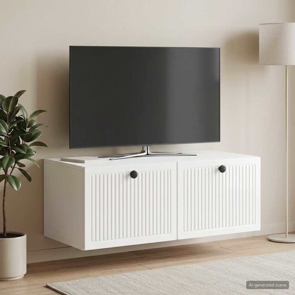 Wandmontierter TV-Schrank Hochglanz Weiß 78,5 x 41 x 30 cm