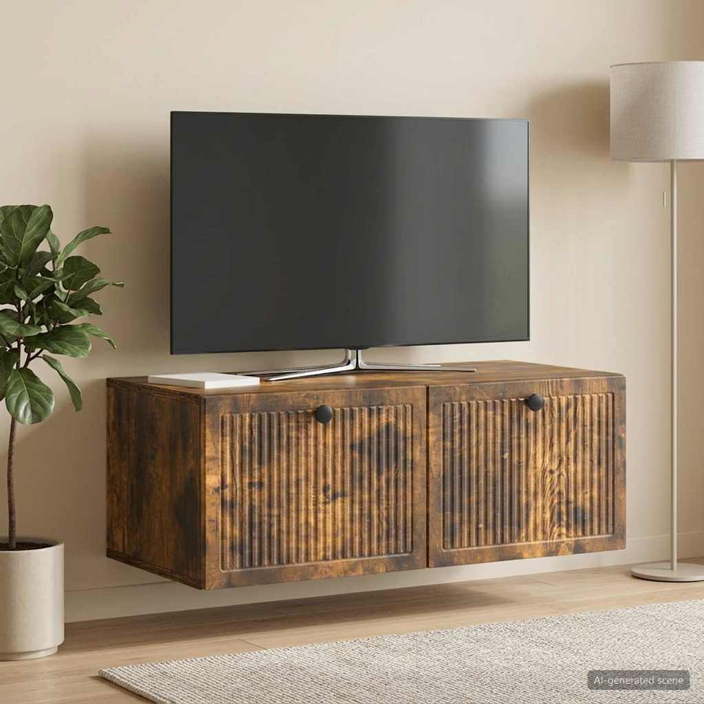 Wandmontierter TV-Schrank Geräucherte Eiche 78,5 x 41 x 30 cm