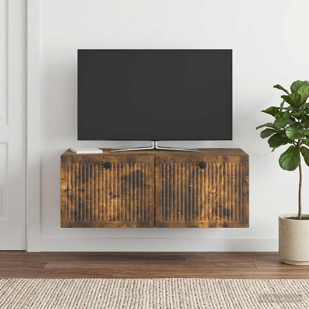 Wandmontierter TV-Schrank Geräucherte Eiche 78,5 x 41 x 30 cm