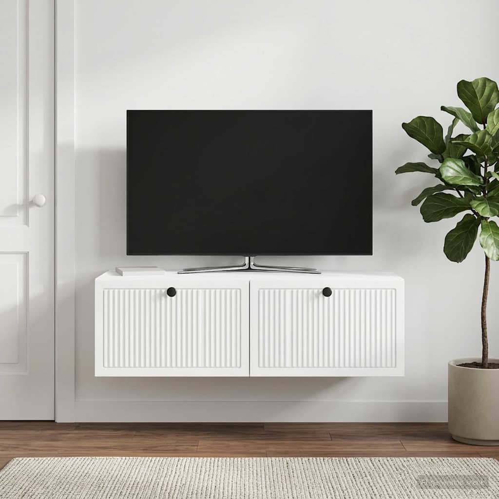 Wandmontierter TV-Schrank Weiß 98 x 41 x 30 cm Holzwerkstoff
