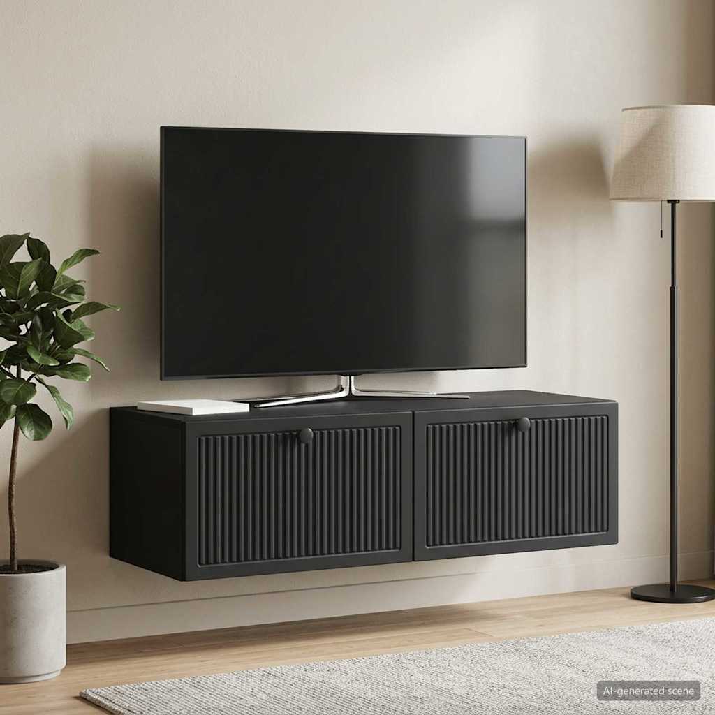 Wandmontierter TV-Schrank Schwarz 98 x 41 x 30 cm Holzwerkstoff