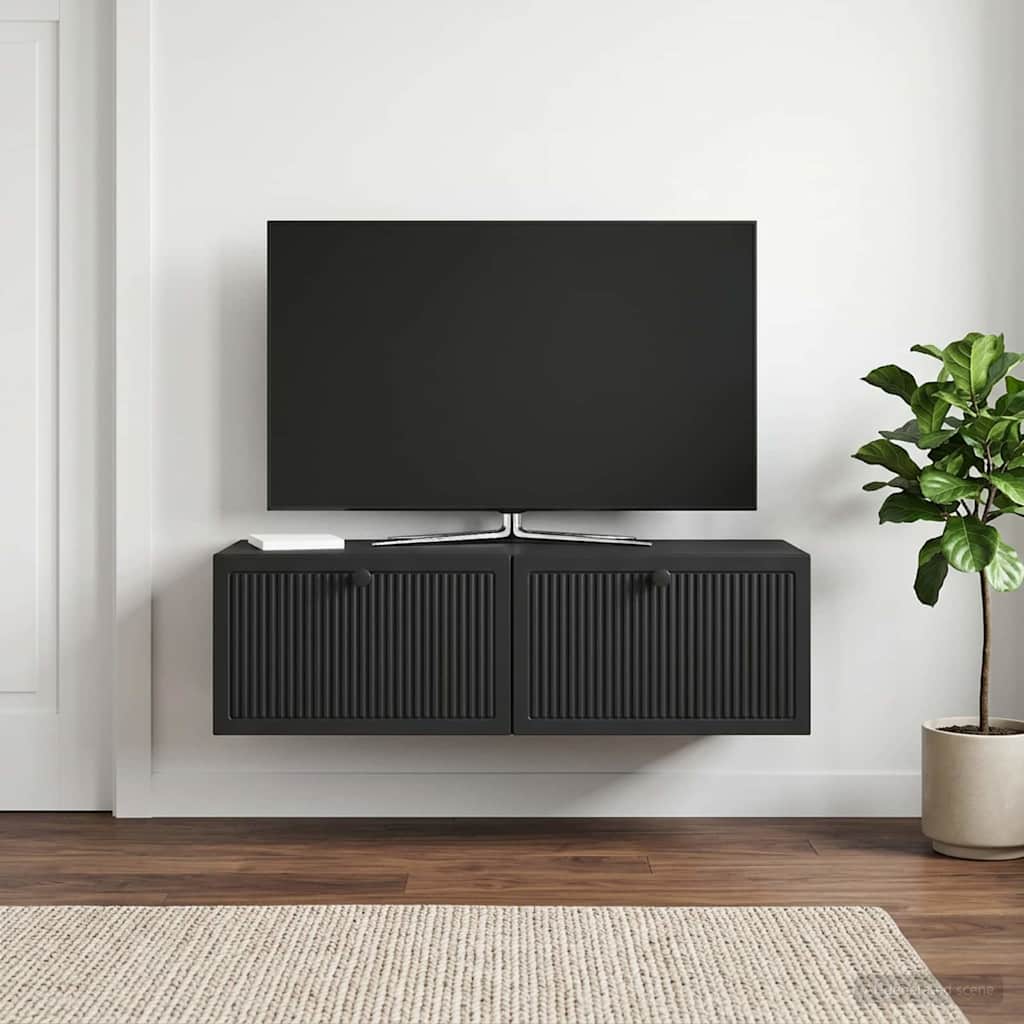 Wandmontierter TV-Schrank Schwarz 98 x 41 x 30 cm Holzwerkstoff