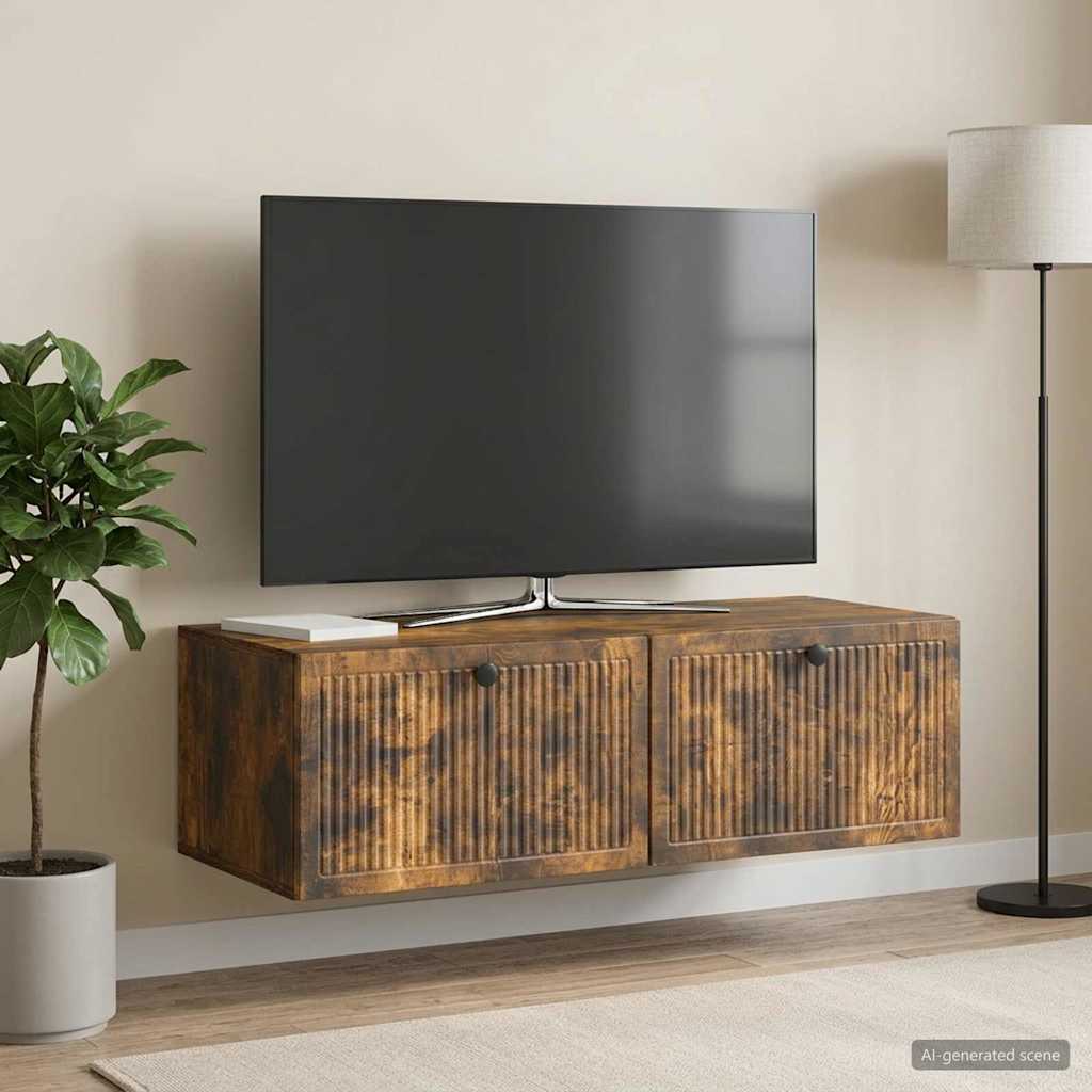 Wandmontierter TV-Schrank Geräucherte Eiche 98 x 41 x 30 cm