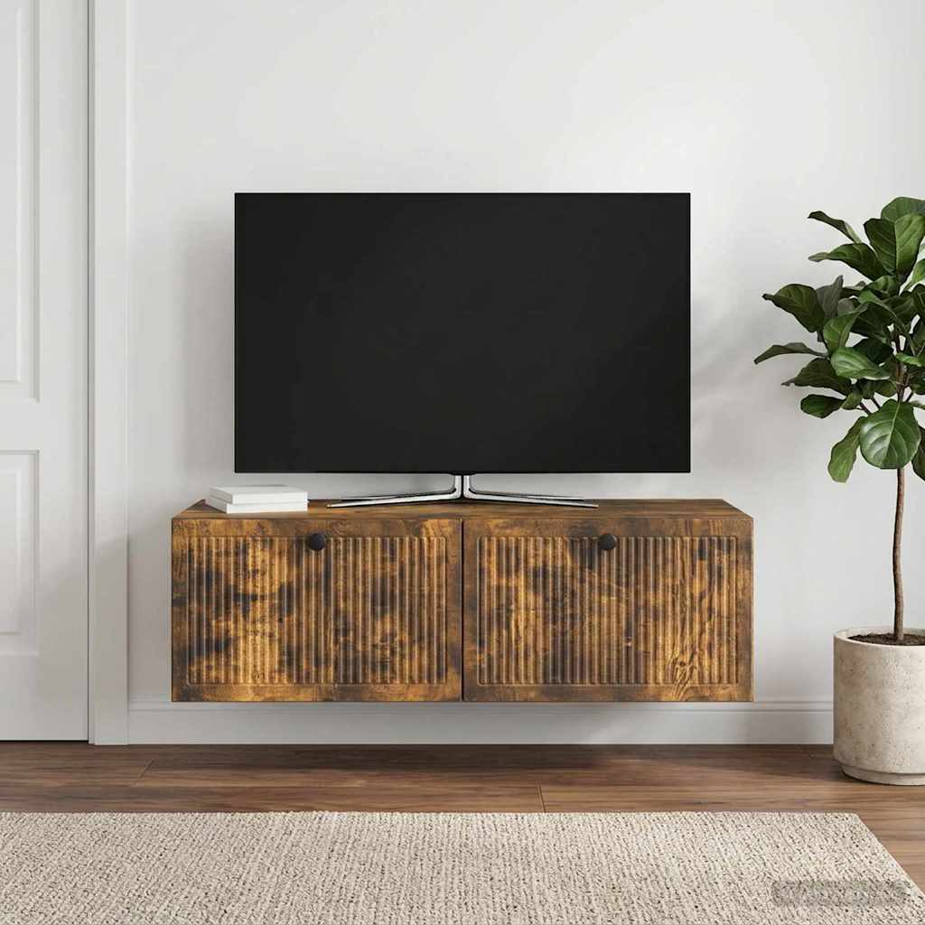 Wandmontierter TV-Schrank Geräucherte Eiche 98 x 41 x 30 cm