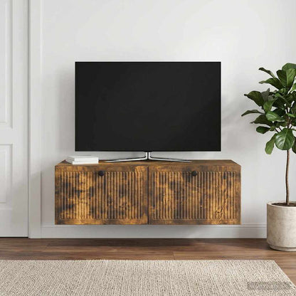 Wandmontierter TV-Schrank Geräucherte Eiche 98 x 41 x 30 cm