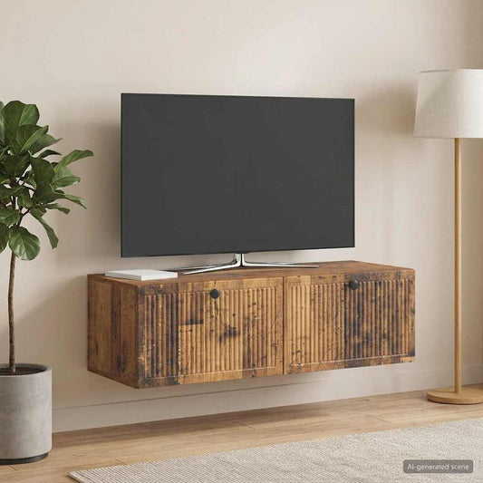 Wandmontierter TV-Schrank Altholz 98 x 41 x 30 cm Holzwerkstoff