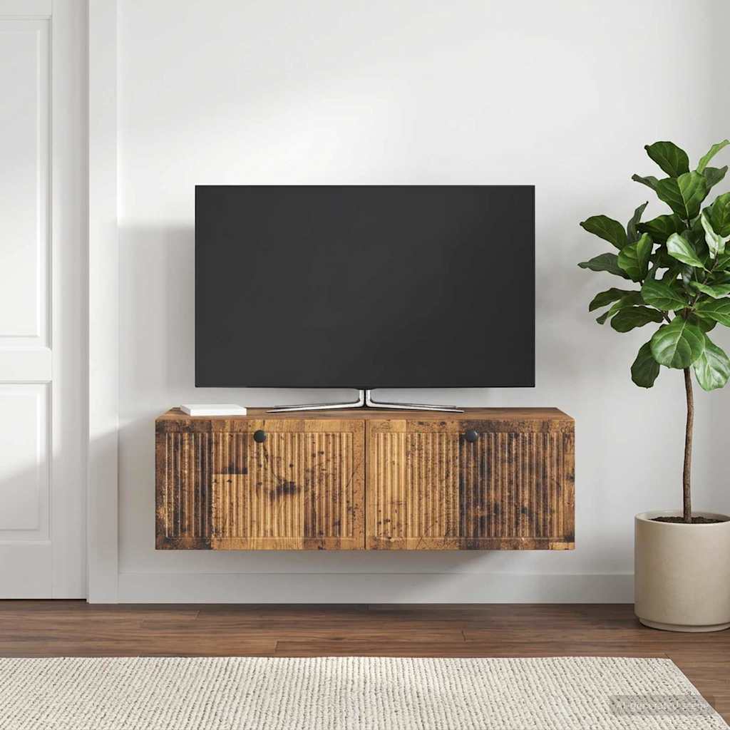 Wandmontierter TV-Schrank Altholz 98 x 41 x 30 cm Holzwerkstoff