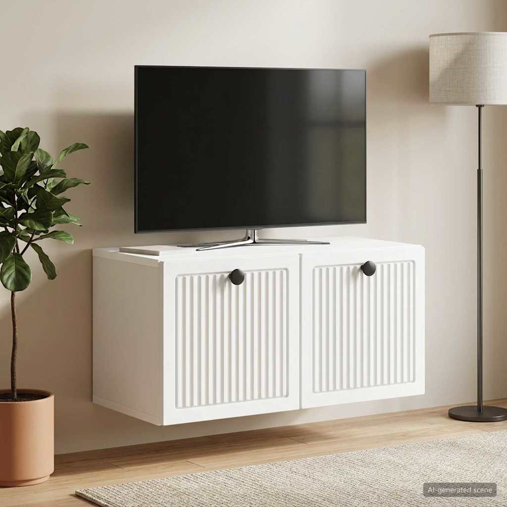 Wandmontierter TV-Schrank Weiß 59,5 x 31 x 30 cm Holzwerkstoff