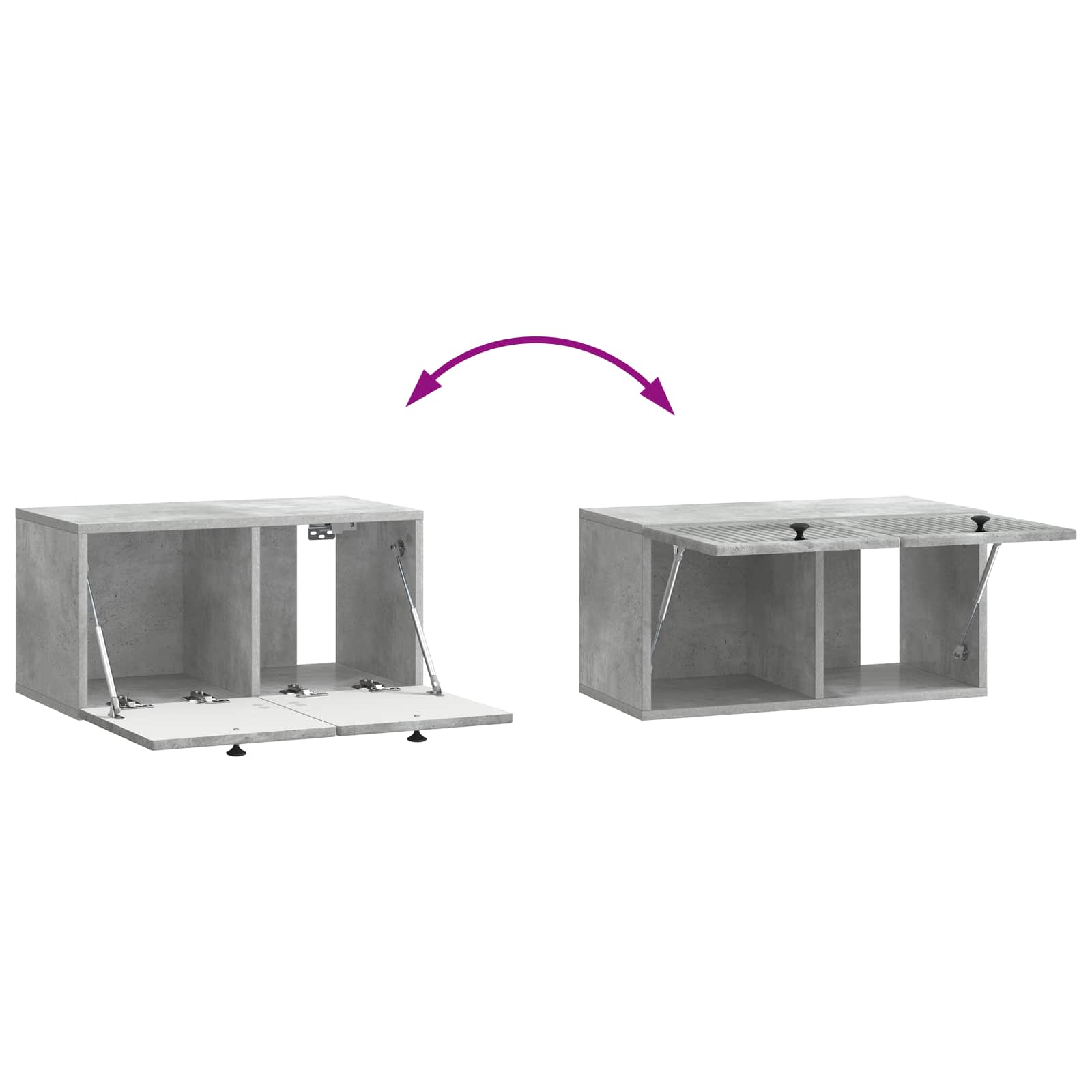 Wandmontierter TV-Schrank Betongrau 59,5 x 31 x 30 cm