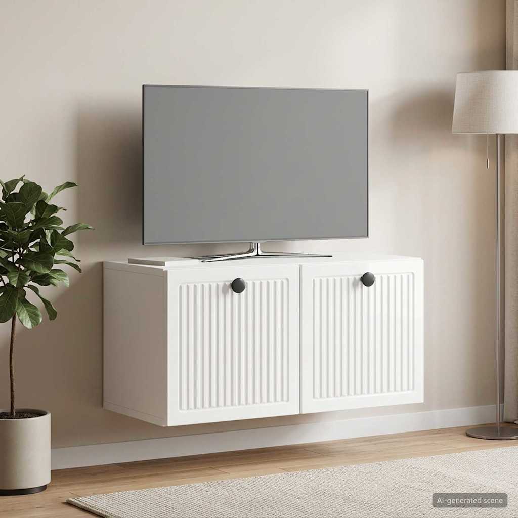 Wandmontierter TV-Schrank Hochglanz Weiß 59,5 x 31 x 30 cm