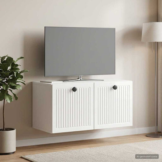 Wandmontierter TV-Schrank Hochglanz Weiß 59,5 x 31 x 30 cm