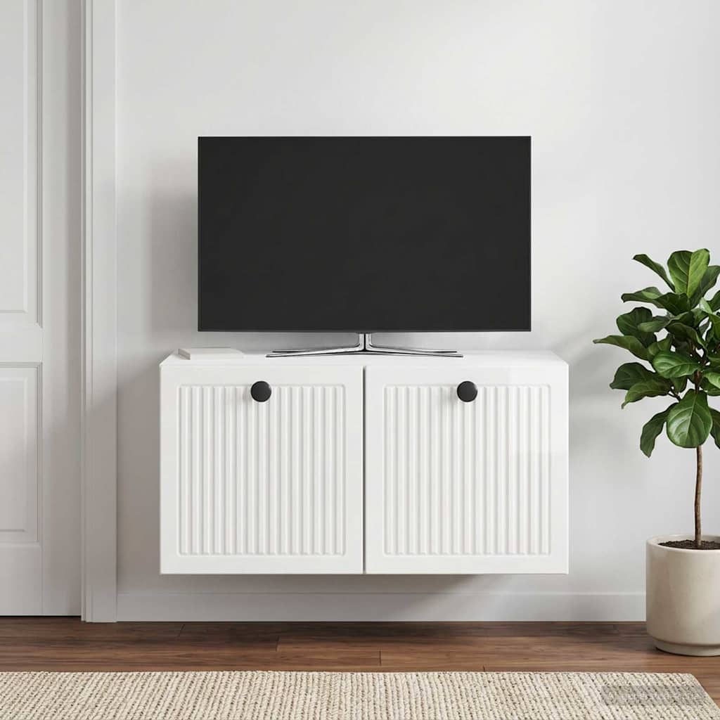 Wandmontierter TV-Schrank Hochglanz Weiß 59,5 x 31 x 30 cm