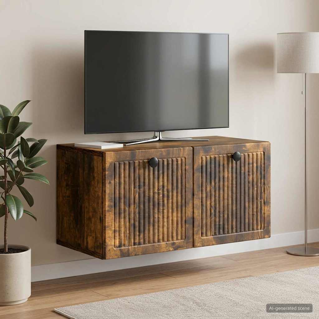 Wandmontierter TV-Schrank Geräucherte Eiche 59,5 x 31 x 30 cm