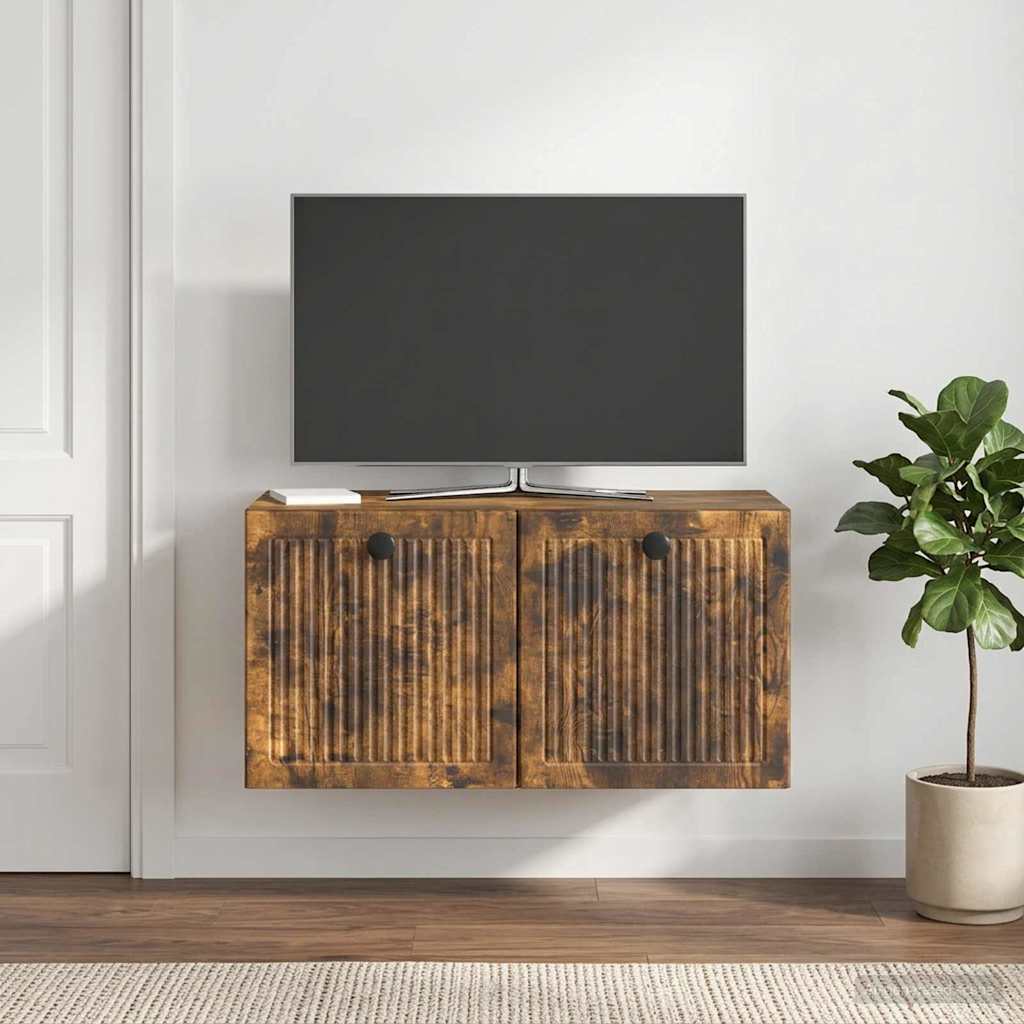 Wandmontierter TV-Schrank Geräucherte Eiche 59,5 x 31 x 30 cm