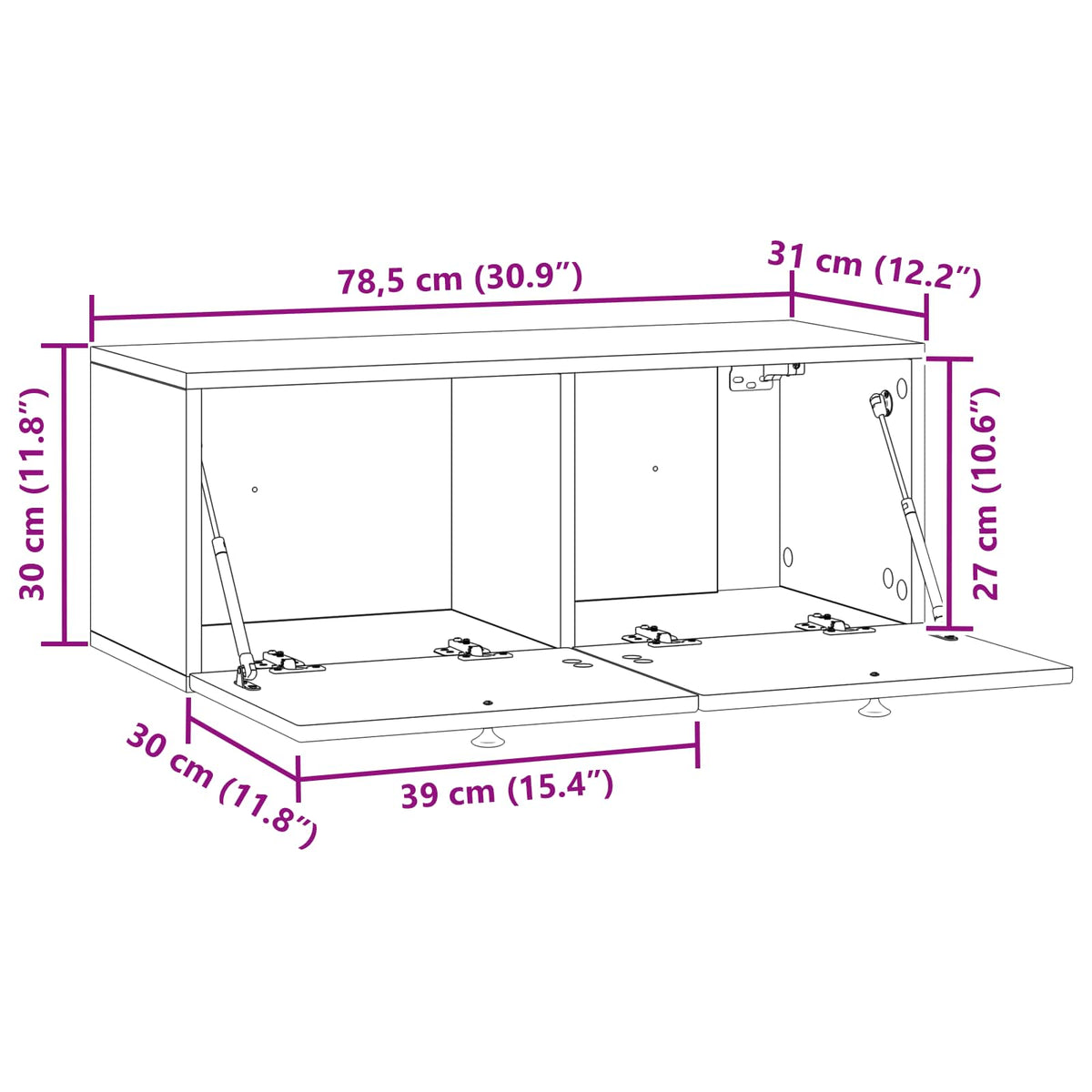 Wandmontierter TV-Schrank Sonoma-Eiche 78,5 x 31 x 30 cm