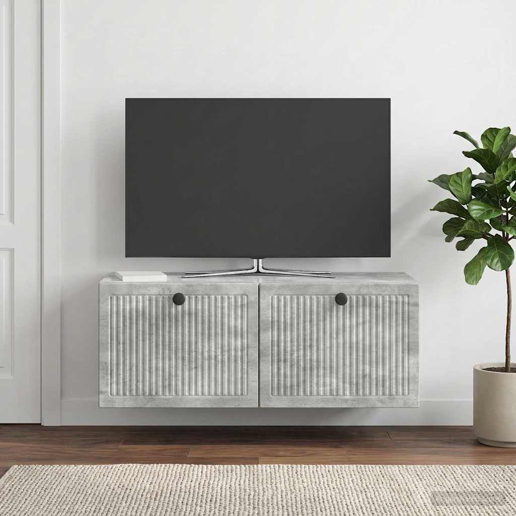 Wandmontierter TV-Schrank Betongrau 78,5 x 31 x 30 cm