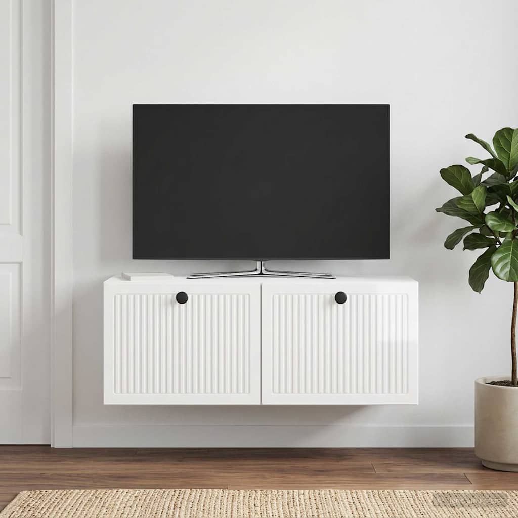 Wandmontierter TV-Schrank Hochglanz Weiß 78,5 x 31 x 30 cm