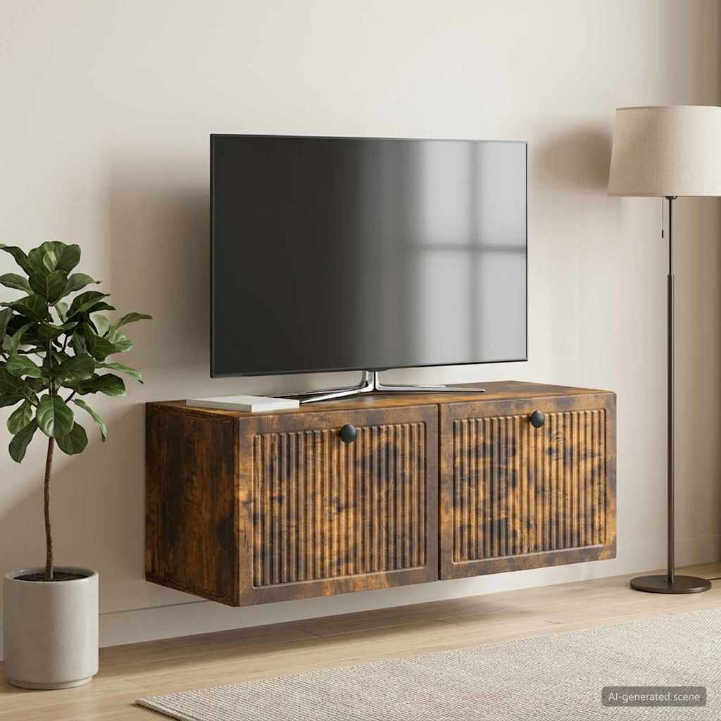 Wandmontierter TV-Schrank Geräucherte Eiche 78,5 x 31 x 30 cm