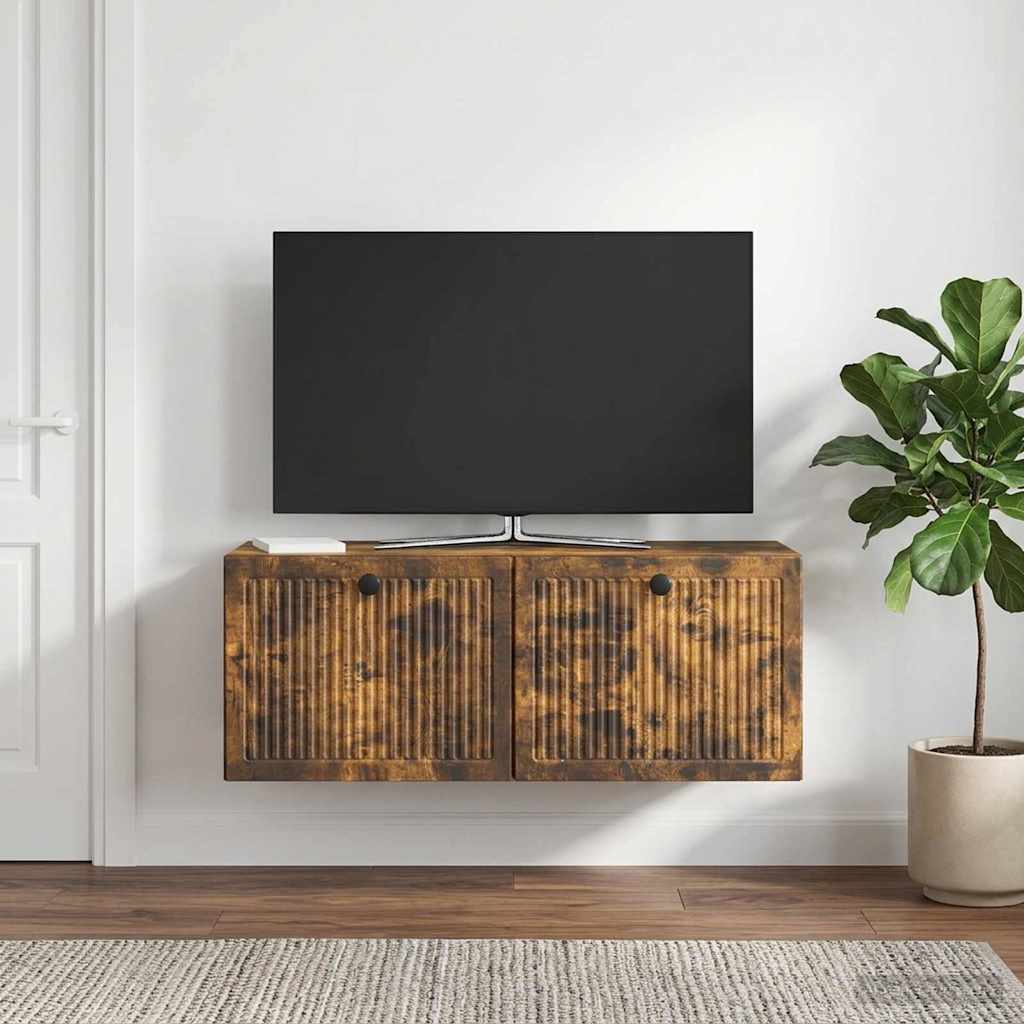 Wandmontierter TV-Schrank Geräucherte Eiche 78,5 x 31 x 30 cm
