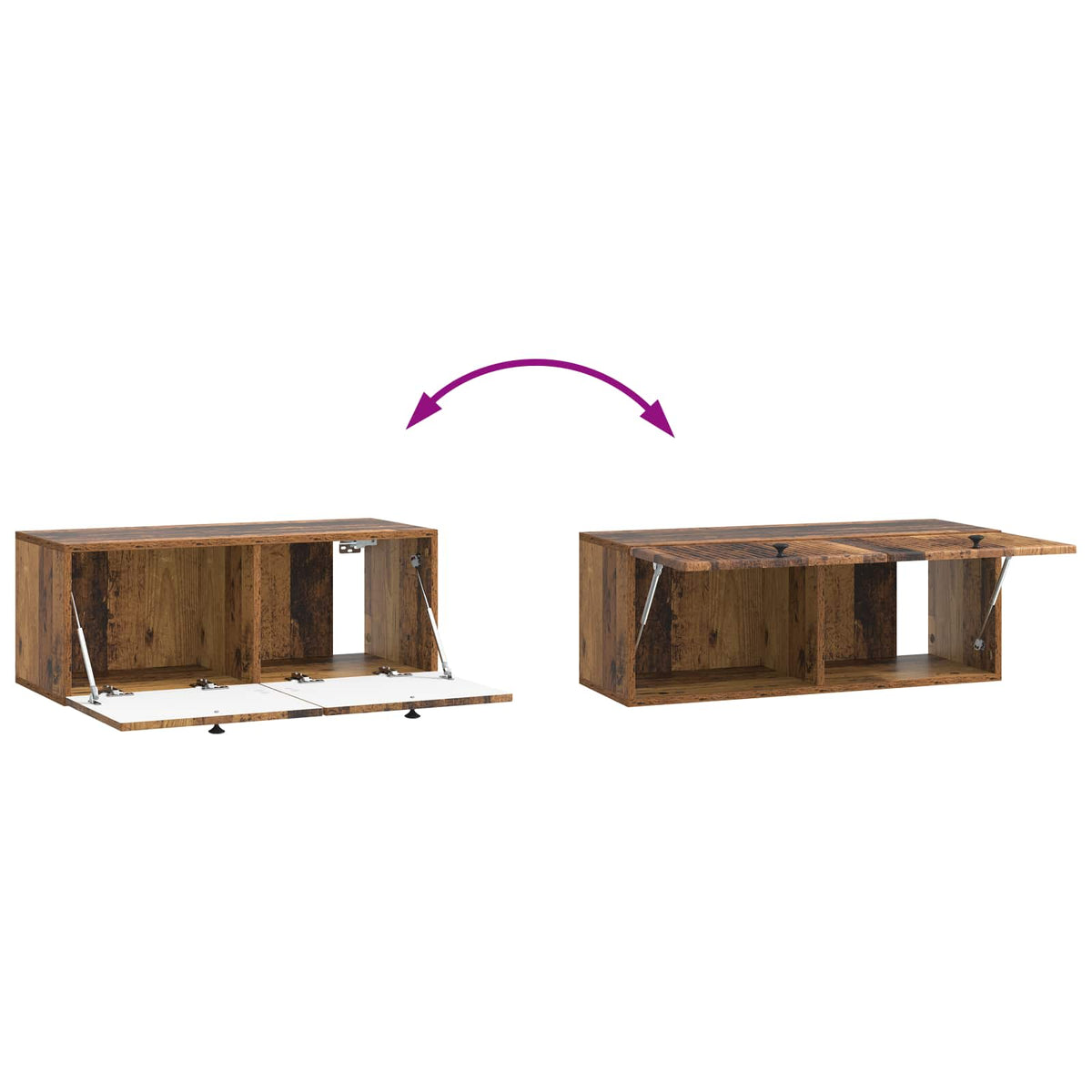 Wandmontierter TV-Schrank Altholz 78,5 x 31 x 30 cm