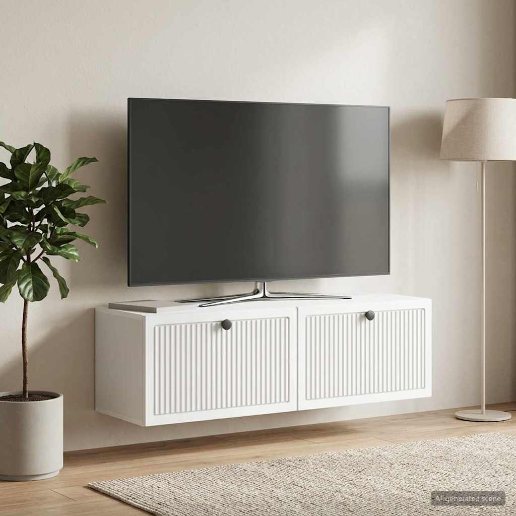 Wandmontierter TV-Schrank Weiß 98 x 31 x 30 cm Holzwerkstoff