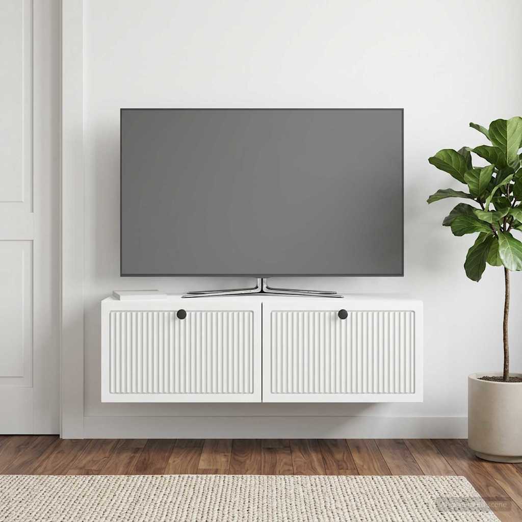 Wandmontierter TV-Schrank Weiß 98 x 31 x 30 cm Holzwerkstoff