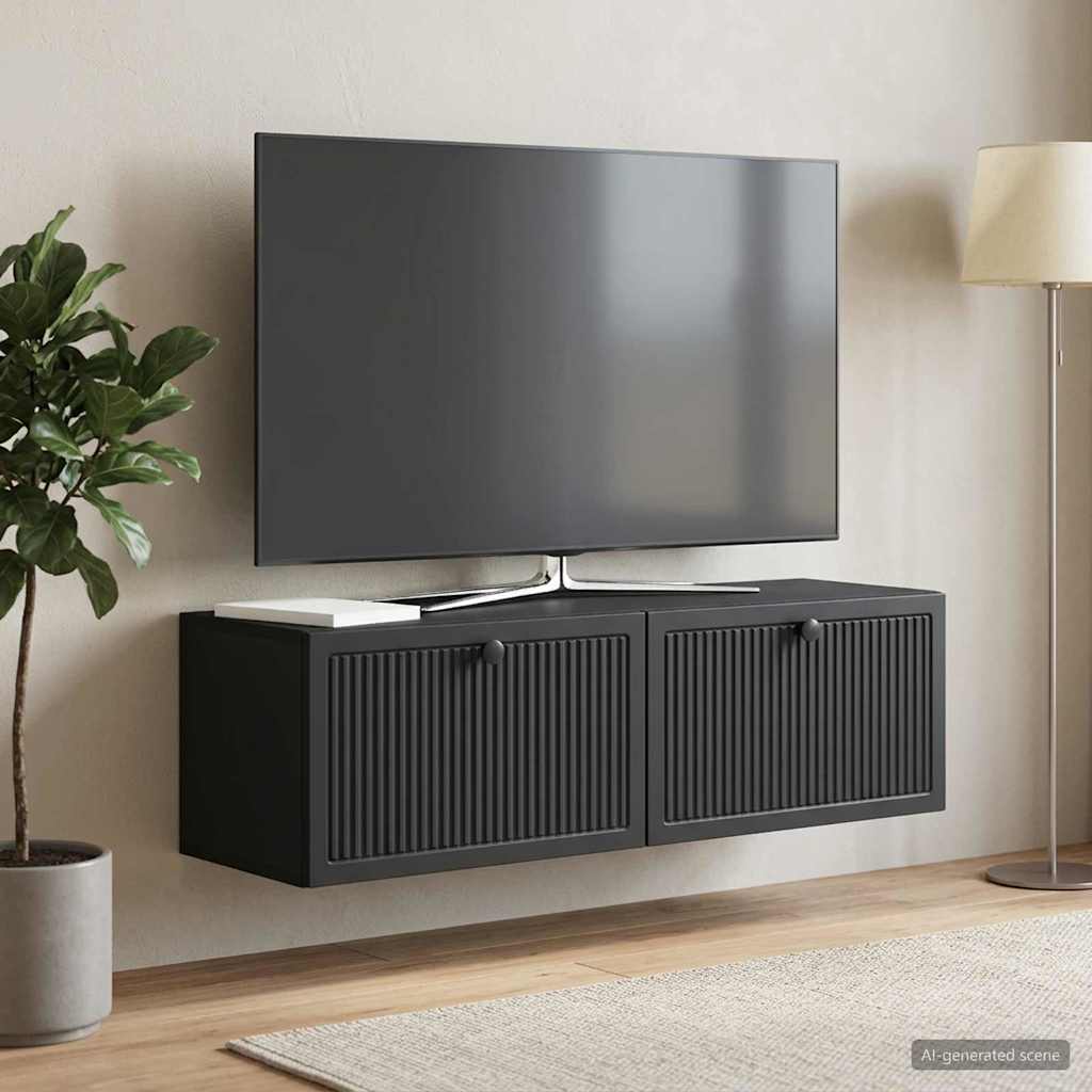 Wandmontierter TV-Schrank Schwarz 98 x 31 x 30 cm Holzwerkstoff