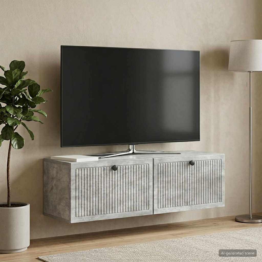 Wandmontierter TV-Schrank Betongrau 98 x 31 x 30 cm