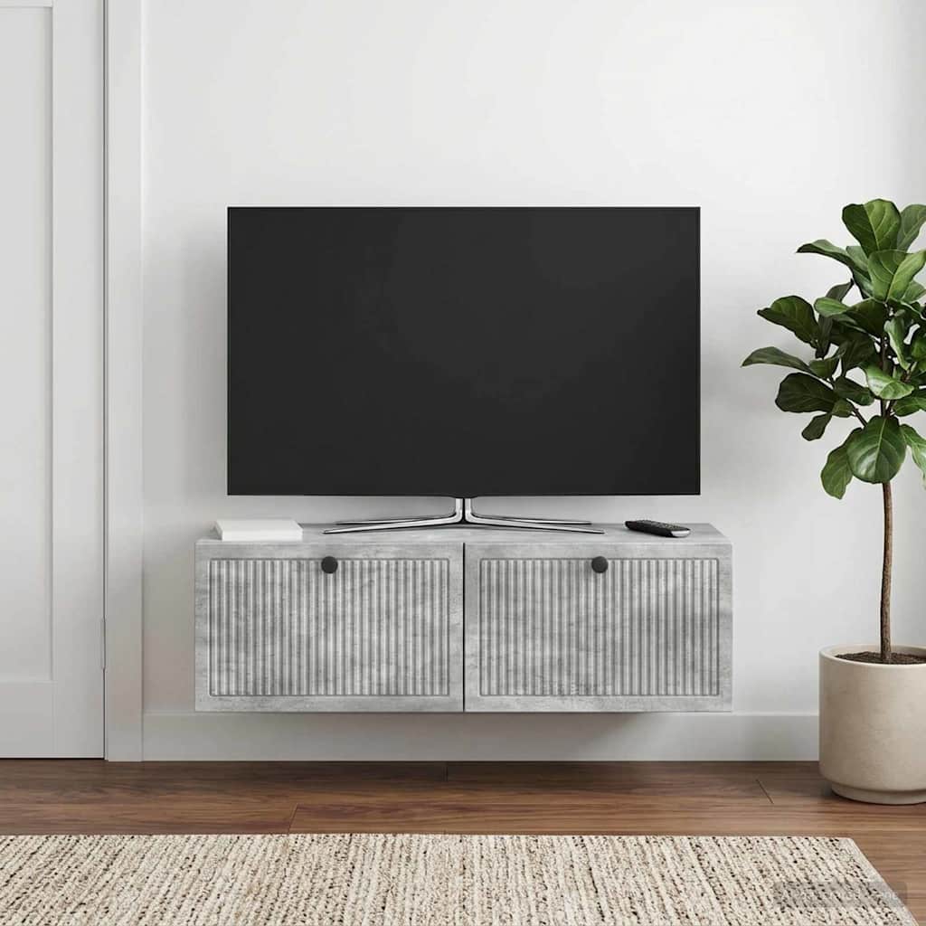 Wandmontierter TV-Schrank Betongrau 98 x 31 x 30 cm
