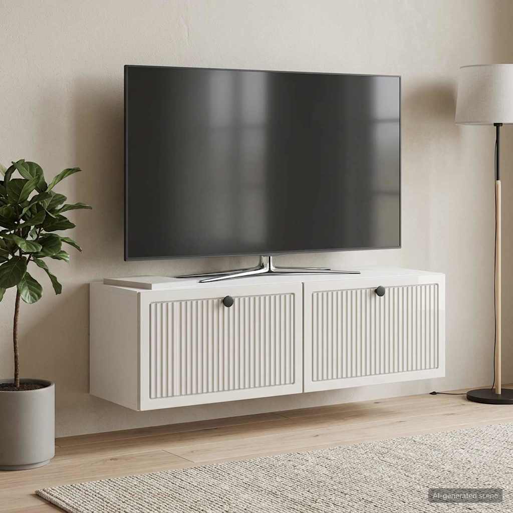 Wandmontierter TV-Schrank Hochglanz Weiß 98 x 31 x 30 cm