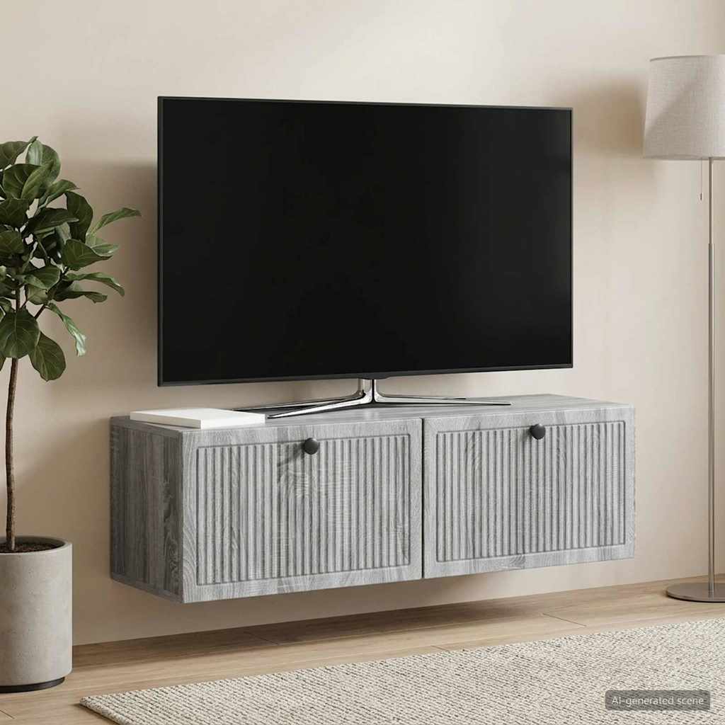 Wandmontierter TV-Schrank Graues Sonoma 98 x 31 x 30 cm