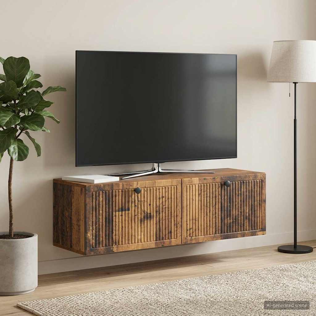 Wandmontierter TV-Schrank Altholz 98 x 31 x 30 cm Holzwerkstoff