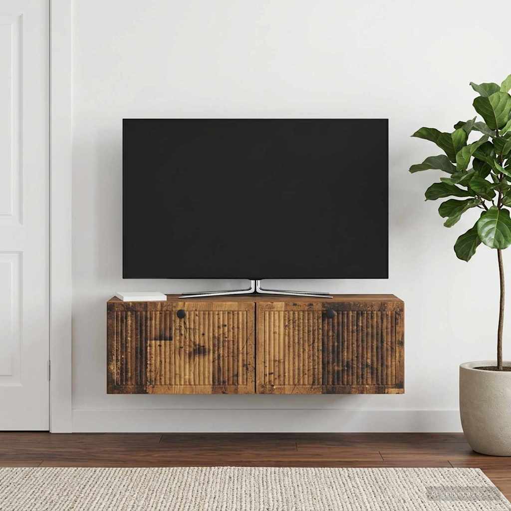 Wandmontierter TV-Schrank Altholz 98 x 31 x 30 cm Holzwerkstoff