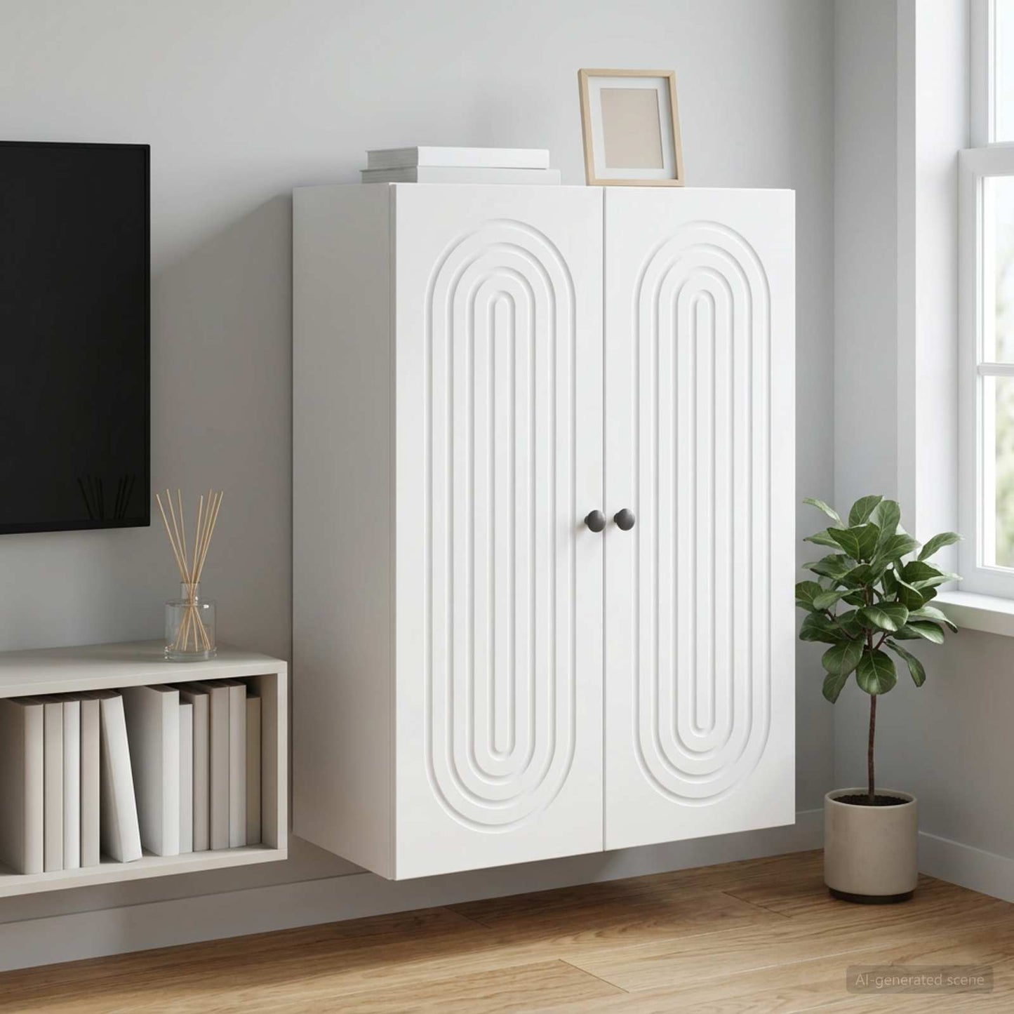 Wandschrank Weiß 66 x 34,5 x 90 cm Holzwerkstoff