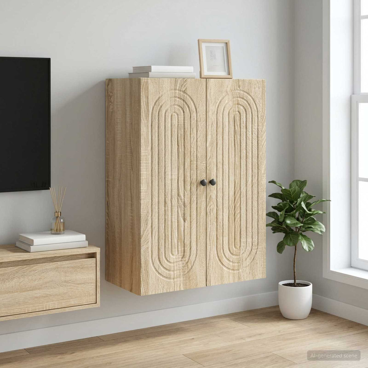 Wandschrank Sonoma-Eiche 66 x 34,5 x 90 cm Holzwerkstoff