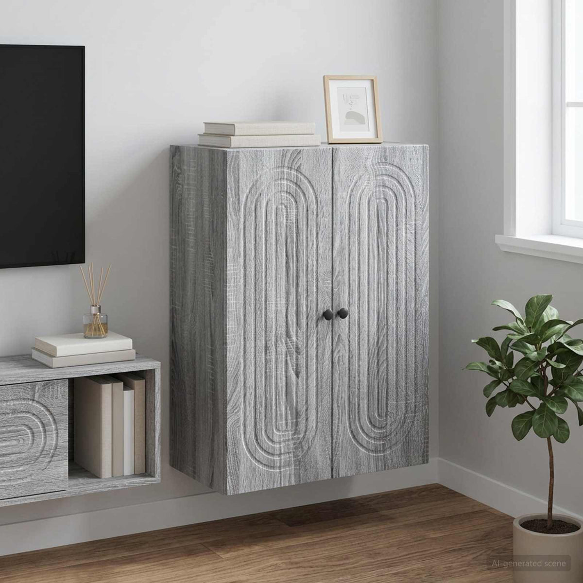 Wandschrank Grau Sonoma 66 x 34,5 x 90 cm Holzwerkstoff
