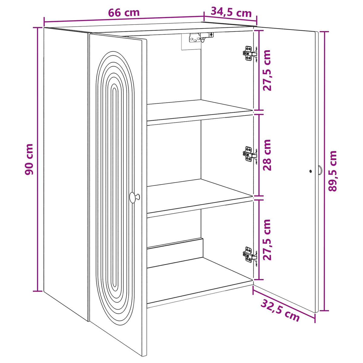 Wandschrank Grau Sonoma 66 x 34,5 x 90 cm Holzwerkstoff