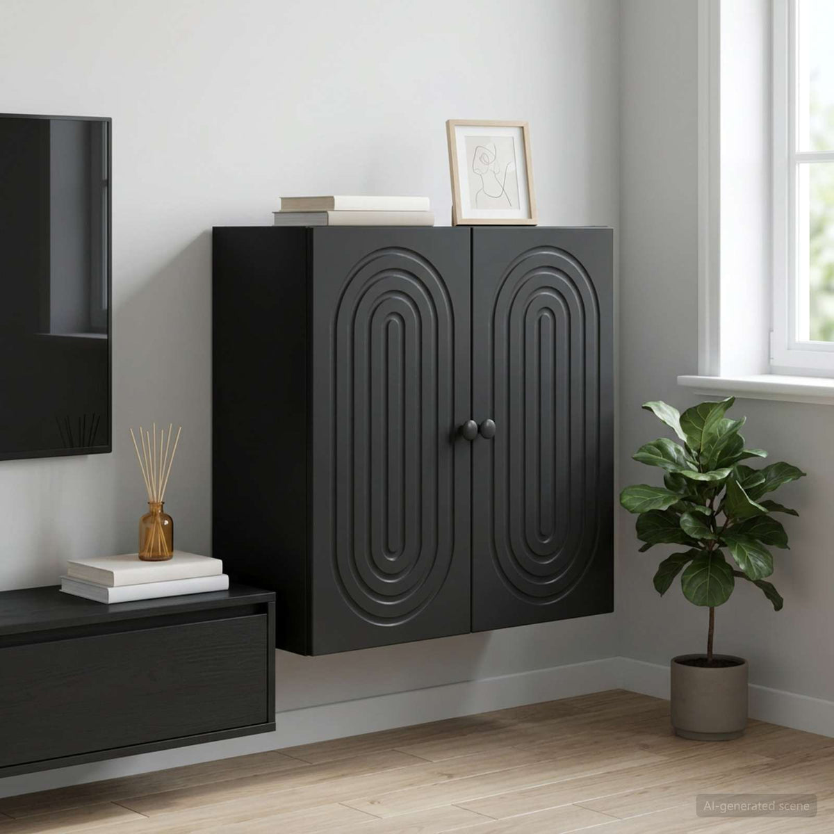 Wandschrank Schwarz 59 x 31 x 60 cm Holzwerkstoff