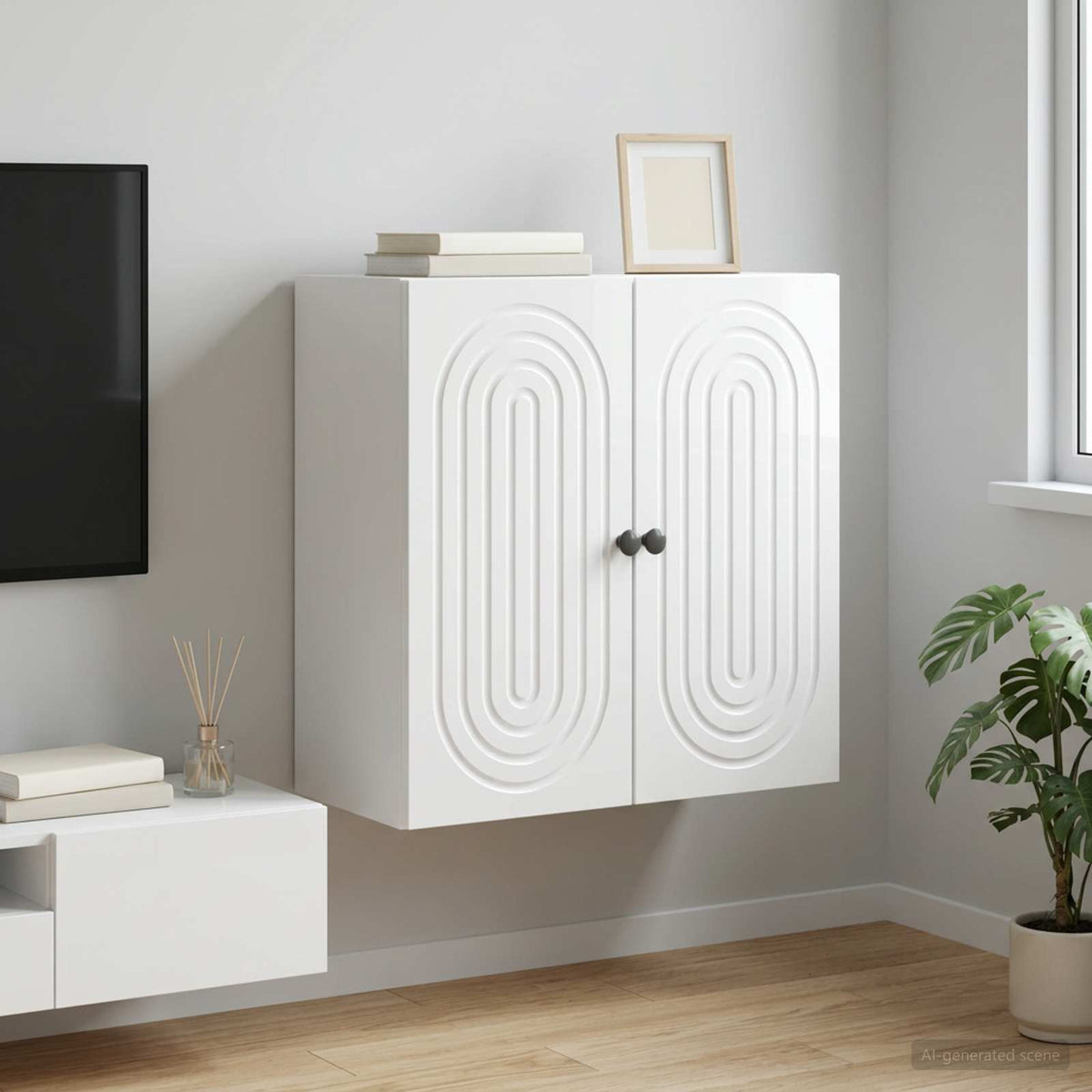 Wandschrank Hochglanz Weiß 59 x 31 x 60 cm Holzwerkstoff