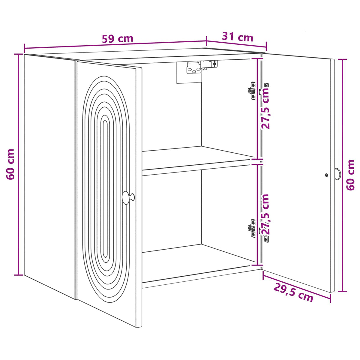 Wandschrank Altholz 59 x 31 x 60 cm Holzwerkstoff