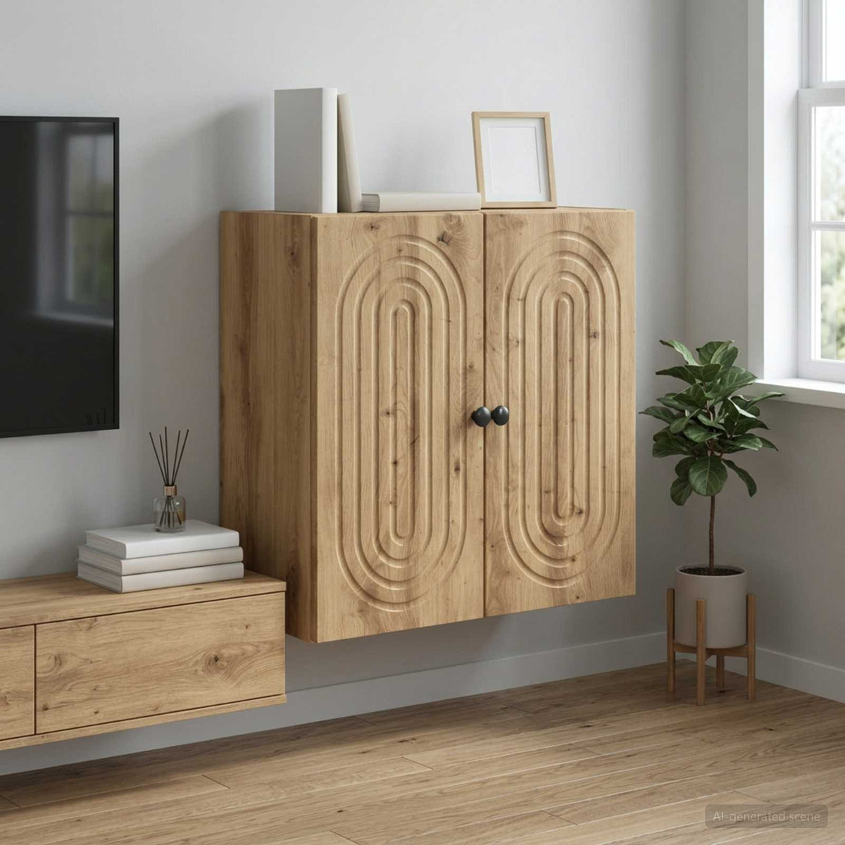 Wandschrank 59 x 31 x 60 cm Holzwerkstoff Artisan-Eiche