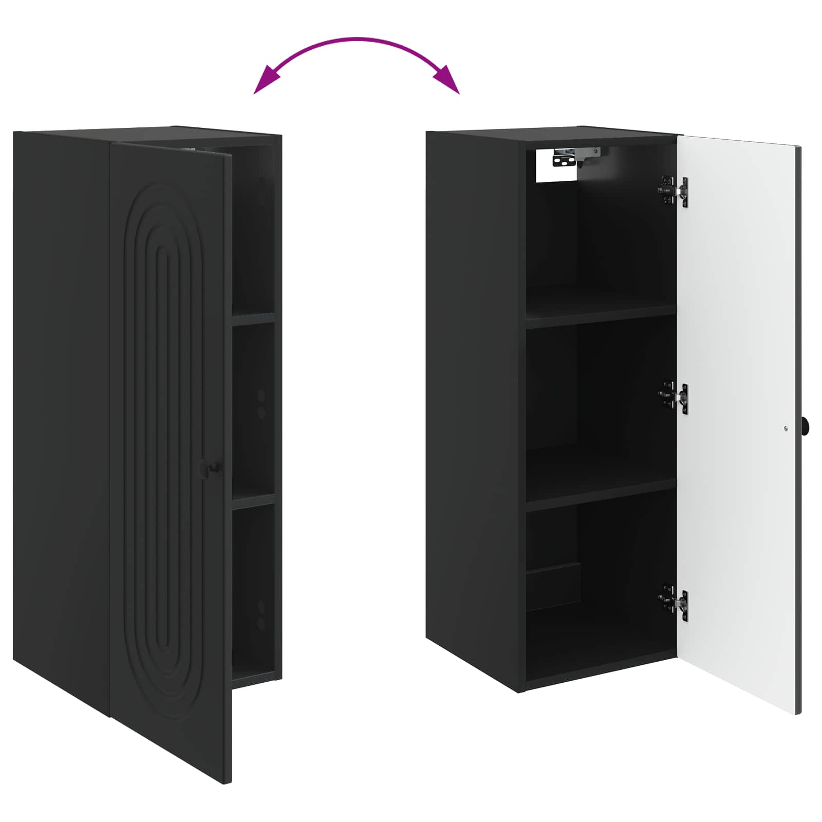 Wandschrank Schwarz 33 x 34,5 x 90 cm Holzwerkstoff