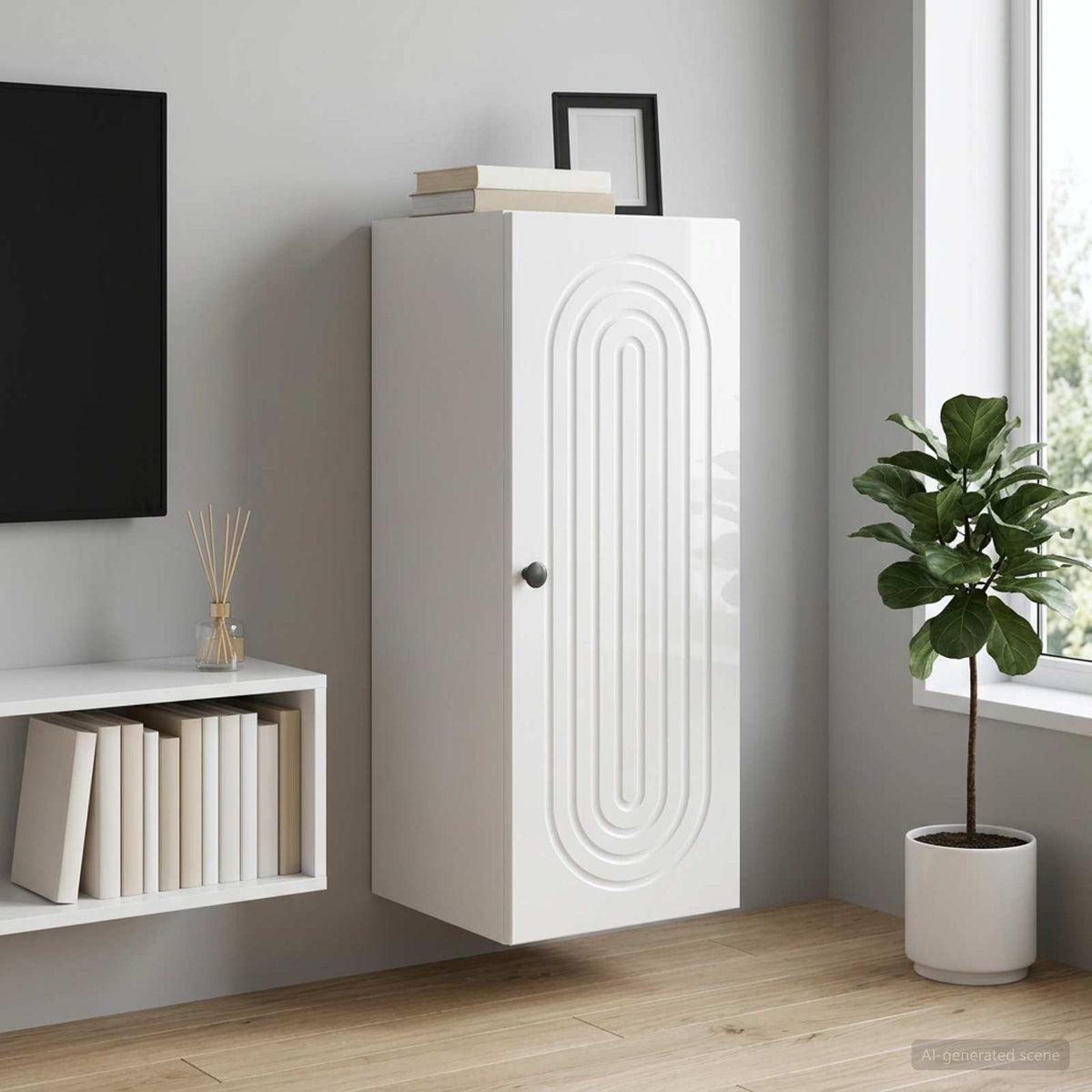Wandschrank Hochglanz Weiß 33 x 34,5 x 90 cm Holzwerkstoff