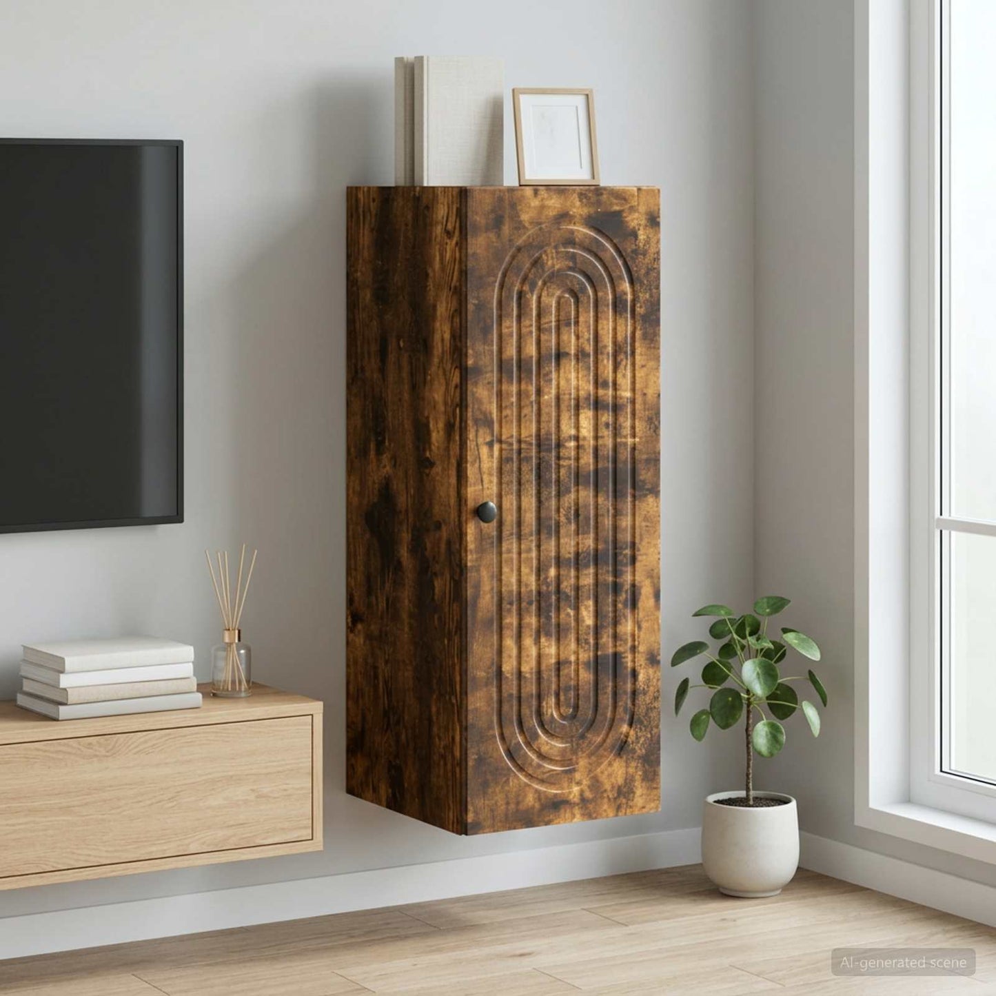 Wandschrank Geräucherte Eiche 33 x 34,5 x 90 cm Holzwerkstoff