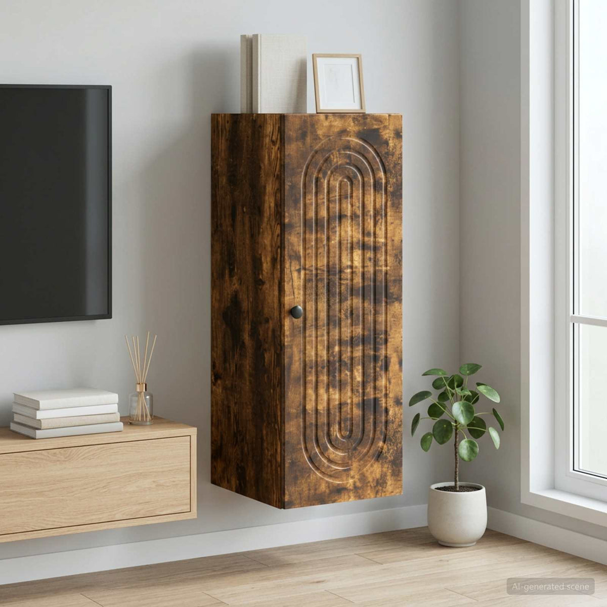 Wandschrank Geräucherte Eiche 33 x 34,5 x 90 cm Holzwerkstoff
