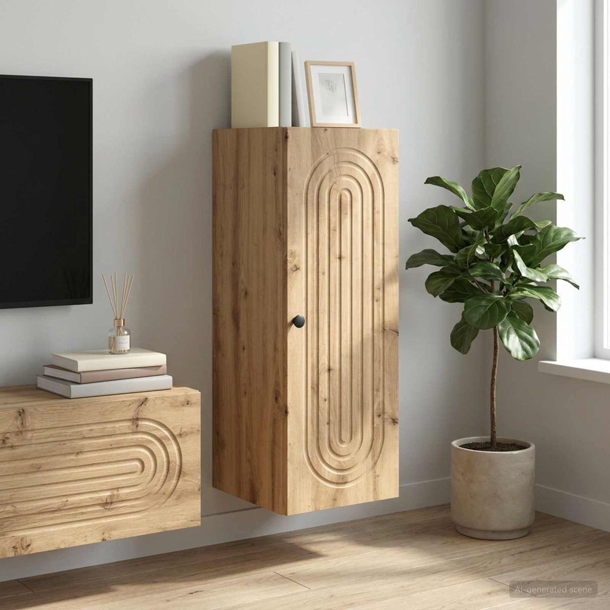 Wandschrank 33 x 34,5 x 90 cm Holzwerkstoff Artisan-Eiche